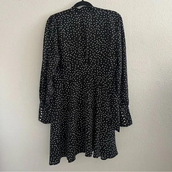 CISTAR M Black White Polka Dot Bow Tie Dress Large - Picture 6 of 8